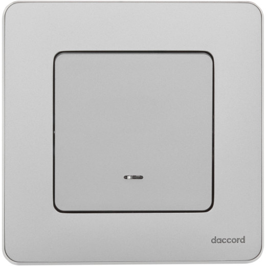 Выключатель одноклавишный с подсветкой/индикацией - Legrand/Daccord Inspiria - 10АХ 250В безвинтовые зажимы - алюминий