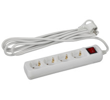 ЭРА Удлинитель электрический  U-4es-5m-3x1 с заземлением с выключателем 4 розетки 5м ПВС 3x1мм2 16А