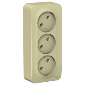 Systeme Electric Blanca наруж Беж Розетка 3-ая б/з без шторок, изолир. пластина 16А, 250В