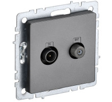 IEK BRITE BASE Сталь Розетка двойная TV+SAT РТВ/РСп12-БрС