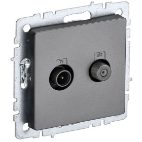 IEK BRITE BASE Сталь Розетка двойная TV+SAT РТВ/РСп12-БрС