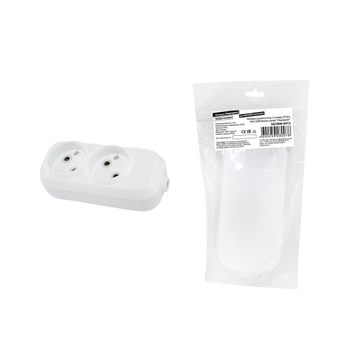 Колодка розеточная 2 гнезда 2П б/з 10А 250В белая серии 