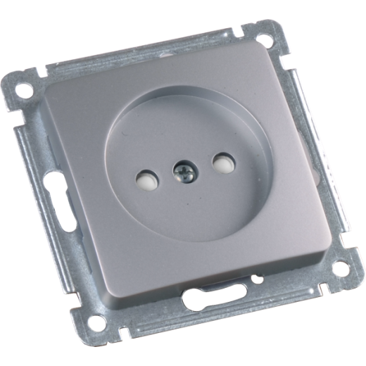 РС16-402-06 Розетка скрытой установки, одноместная, со шторкой, механизм, цвет серебро