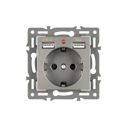 Механизм розетки с USB зарядкой SCT-MUAA-PL-GR (250V, 16A) (Arlight, -)