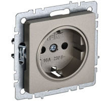 IEK BRITE BASE Шампань Розетка 1-м с/з с защ. штор 16А РС14-1-0-БрШ