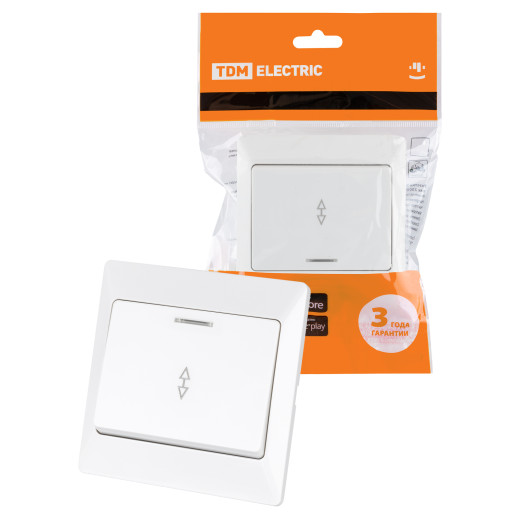 Выключатель 1 кл. на 2 направления с подсветкой 10А белый 