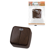 TDM Выключатель 2-кл. открытой установки с подсветкой IP20 10А, венге 