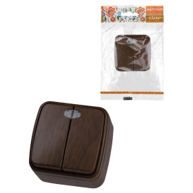 TDM Выключатель 2-кл. открытой установки с подсветкой IP20 10А, венге 