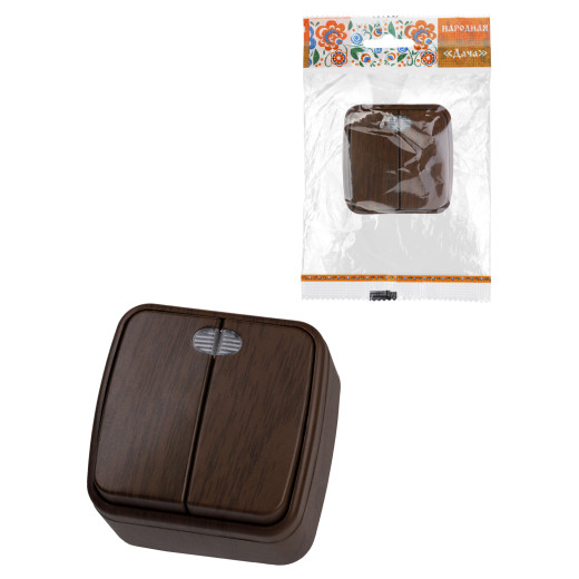 Выключатель 2-кл. открытой установки с подсветкой IP20 10А, венге 