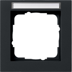 Gira E2 Черный Рамка 1-ая с полем для надписи