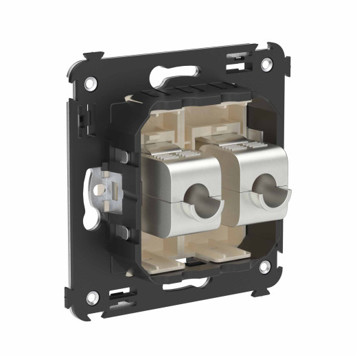 Компьютерная розетка RJ-45 без шторки в стену, кат.6А двойная экранированная, Avanti, ванильная дымка