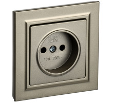 IEK BRITE Шампань Розетка б/з без защ.шт. з/к/ш 10А в сборе РСР10-1-0-БрШ