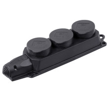 IEK OMEGA РБ33-1-0м Розетка (колодка) трехместная с защитными крышками IP44