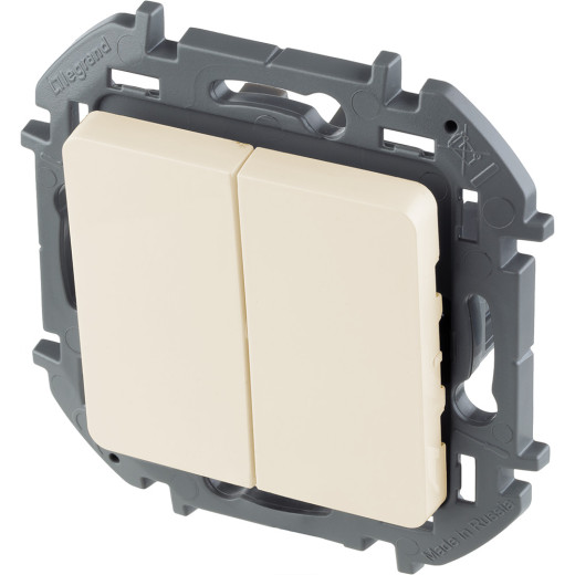 Выключатель двухклавишный - Legrand/Daccord Inspiria - 10АХ 250В безвинтовые зажимы - слоновая кость