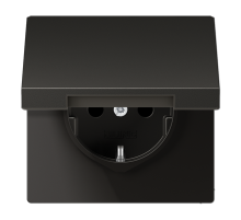 JUNG LS 990 Антрацит Розетка с/з с крышкой безвинт. зажим