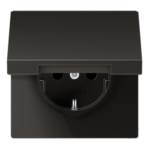 Штепсельная розетка SCHUKO 16А / 250В с подпружиненной откидной крышкой, пружинные зажимы, возможно IP44, металл, антрацит, Aluminium