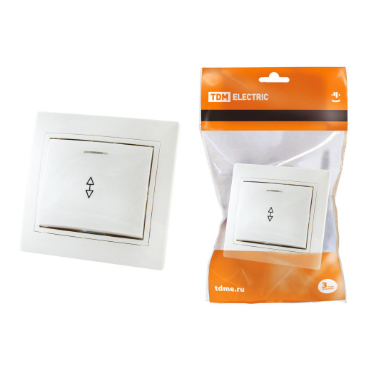 Выключатель на 2 направления 1 кл. с подсветкой 10А (основание керамика) белый 