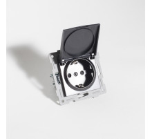 Розетка электрическая 2К+З, с откидной крышкой, 16А, 220-250V (антрацит)