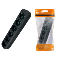 TDM Колодка розеточная 6 гнезд 2П+З 16А 250В черная