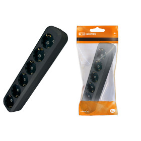 TDM Колодка розеточная 6 гнезд 2П+З 16А 250В черная