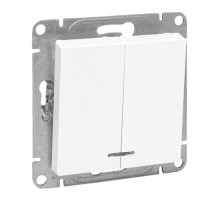 EKF Эпика Механизм выключателя, двухклавишный, с подсветкой, белый.