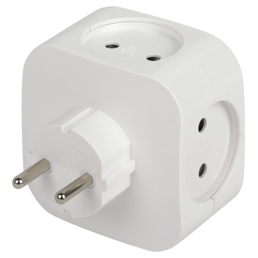 Разветвитель электрический ЭРА SP-4-USB-W на 4 розетки + 2xUSB 2400mA без заземления 10А белый