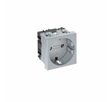 OBO Bettermann Розетка силовая 0° одинарная 2К+З, 1 модуль Modul45, 45х45 мм, со шторками, 16А 250В алюминиевый