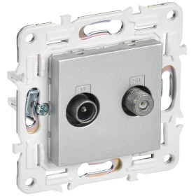 IEK SKANDY Серебряный Розетка двойная TV+SAT SK-A13S