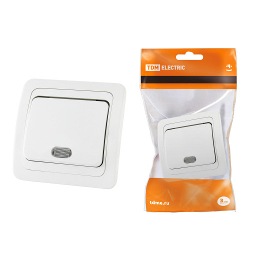 Выключатель 1-кл. с подсветкой 10А белый 