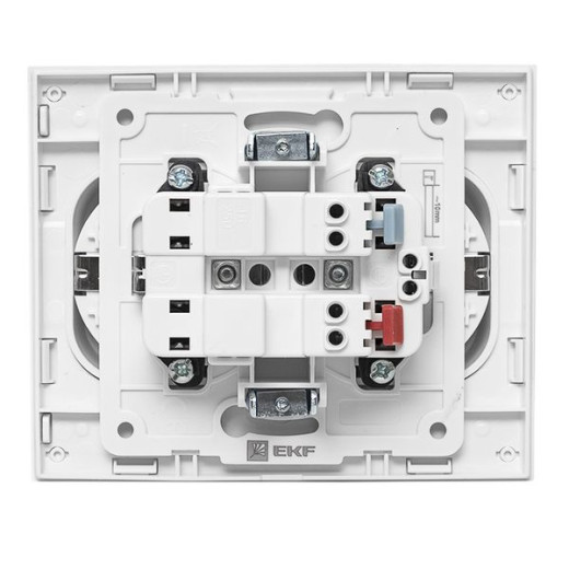 Стокгольм Розетка 2-местная с/з 16А автоматические клеммы белая с защ. штор. EKF PROxima