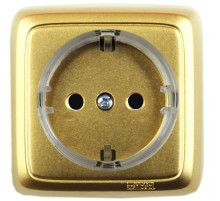 Hegel Альфа наруж Золото РА16-174-07 Розетка с/з, со шторками, с изол. пластиной
