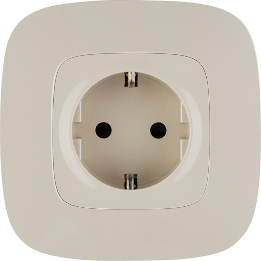 Valena ALLURE.Силовая розетка 2К+З 16А 250В с защитными шторками.Безвинтовые зажимы.С лицевой панелью.Слоновая кость