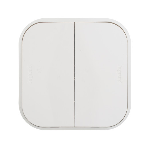 Переключатель двухклавишный - Legrand Quteo - IP20 10A 250В винтовые зажимы накладной монтаж - белый