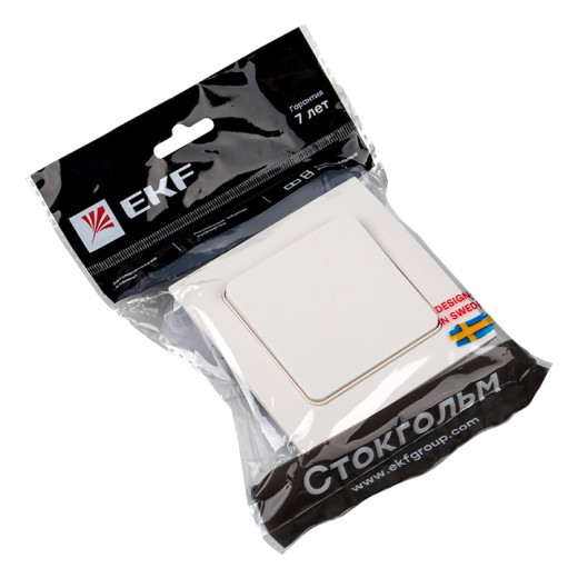 Стокгольм Выключатель 1-кл. 10А автоматические клеммы белый EKF