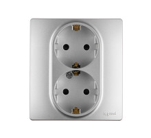 Legrand/Daccord INSPIRIA Розетка 2X2К+З ШТ Алюм..