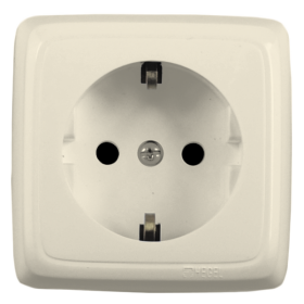 Hegel Альфа наруж Слоновая кость РА16-116-01 Розетка с/з, со шторками, с монт. пластиной