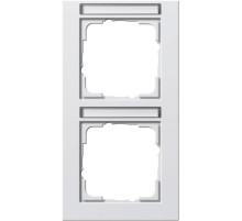 Gira E2 Белый матовый Рамка 2-ая вертикальная с полем для надписи