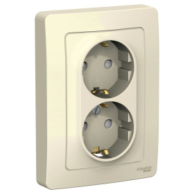 Systeme Electric Blanca внутр Молочная Розетка 2-ая с/з со шторками, 16А, 250В