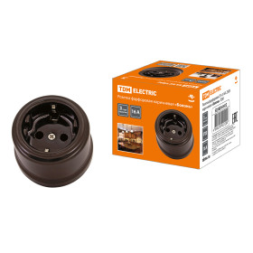 TDM Розетка фарфоровая 2П+З 16А 250В коричневая «Болонь»