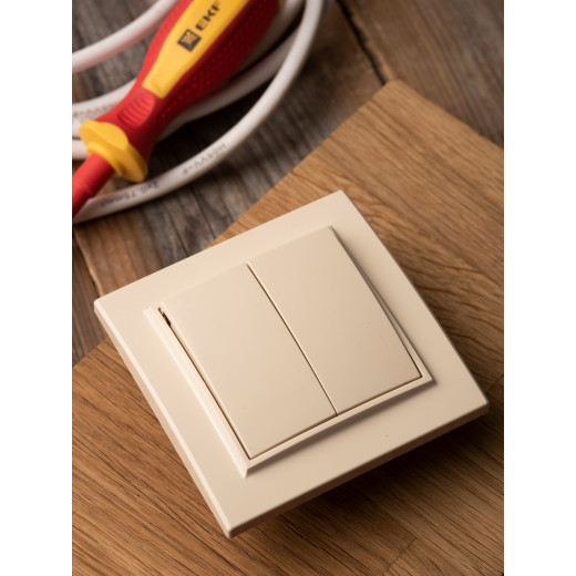 Выключатель 2-кл. СП 10А бежевый Минск EKF