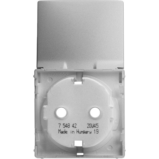 Valena LIFE.Лицевая панель розетки 2К+З с крышкой.Алюминий