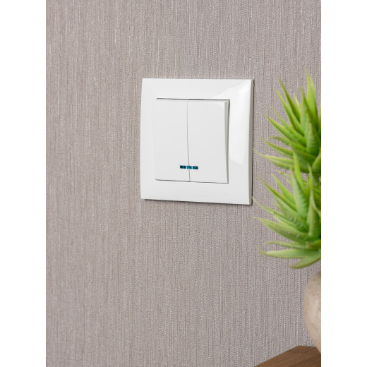 Валенсия выключатель 2-кл. 10А белый с индикатором EKF PROxima