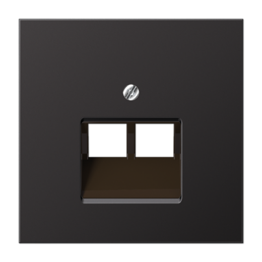 Крышка для двойных телефонных и компьютерных розеток (UAE), фиксация винтом, металл, dark, Aluminium