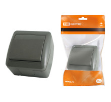 TDM Выключатель 1-кл. открытой установки IP44 10А серый 