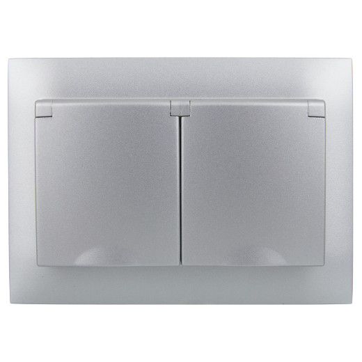 SKANDY Роз. 2-я с кр. 16А в сб IP44 SK-R12S сереб. IEK