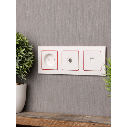 Стокгольм Рамка 3-местная белая с линией цвета красный EKF PROxima