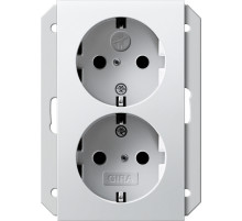 Gira Двойная розетка SCHUKO 16 A 250 В~ с затвором (shutter) и символом  для 1,5-местн. приборной коробки скрытого монтажа