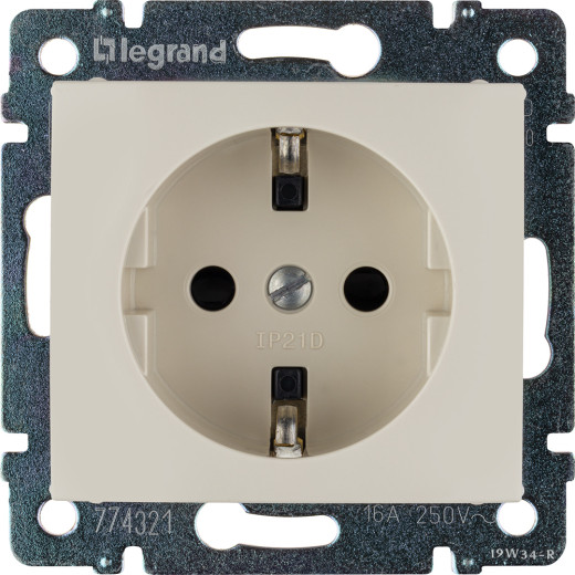 Розетка с заземлением - Legrand Valena - со шторками 16А 250В винтовые зажимы - слоновая кость