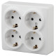 Розетка ЭРА Эксперт 11-2211-01 четверная с заземлением 4х2P+E Schuko со шторками 16A-250В IP20 ОУ горизонт. белый