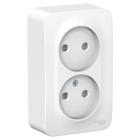 Systeme Electric Blanca наруж Бел Розетка 2-ая б/з со шторками 16А, 250В, изолир. пластина